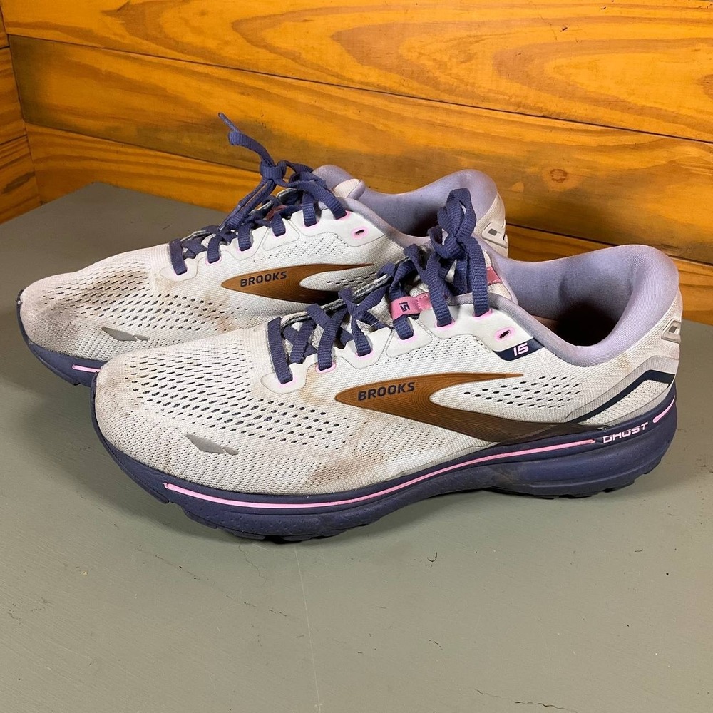 Brooks Ghost 15 Womens Size 11.5D Gray/Purple Athletic #1203801D492 Running Shoe